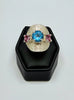Three Stone Textured Sterling Silver Ring with Blue and Pink Topaz