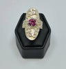 Long Textured Silver Ring with Pink Topaz