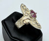 Long Textured Silver Ring with Pink Topaz