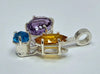 Three Stone Sterling Silver Cluster Pendant with Amethyst, Citrine and Blue Topaz