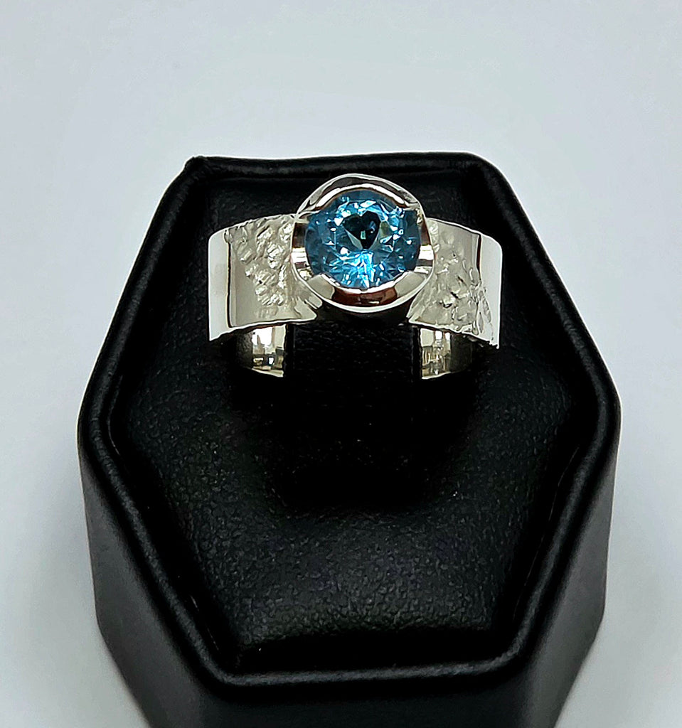 Textured Blue Topaz Statement Ring