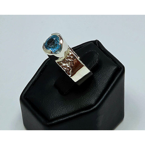 Textured Blue Topaz Statement Ring