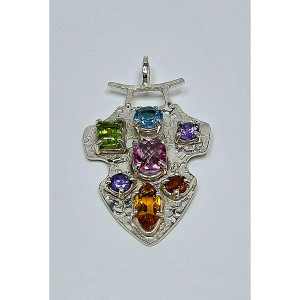 Textured Silver Arrowhead Cluster Pendant