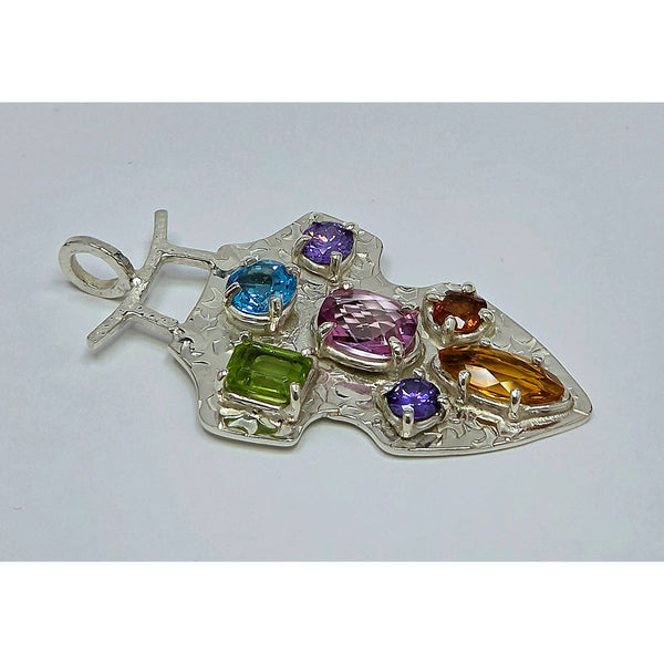 Textured Silver Arrowhead Cluster Pendant