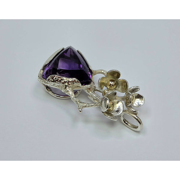 Two-Tone Botanical Amethyst Branch Pendant