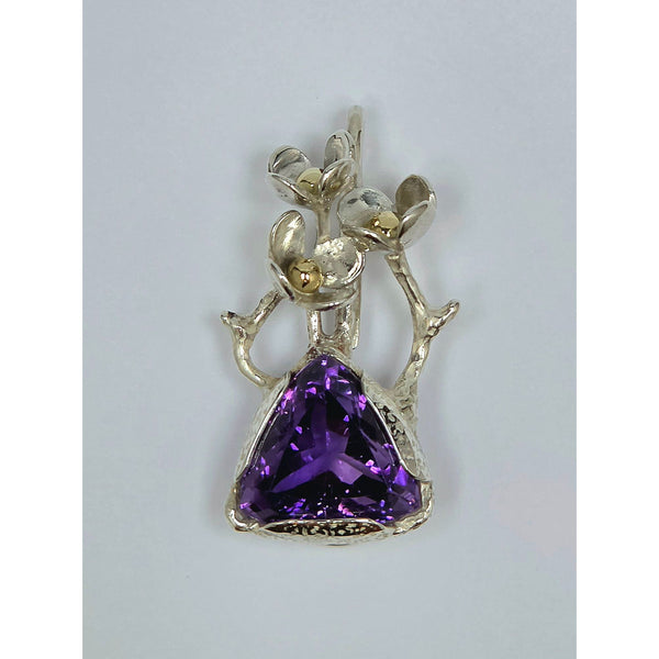 Two-Tone Botanical Amethyst Branch Pendant