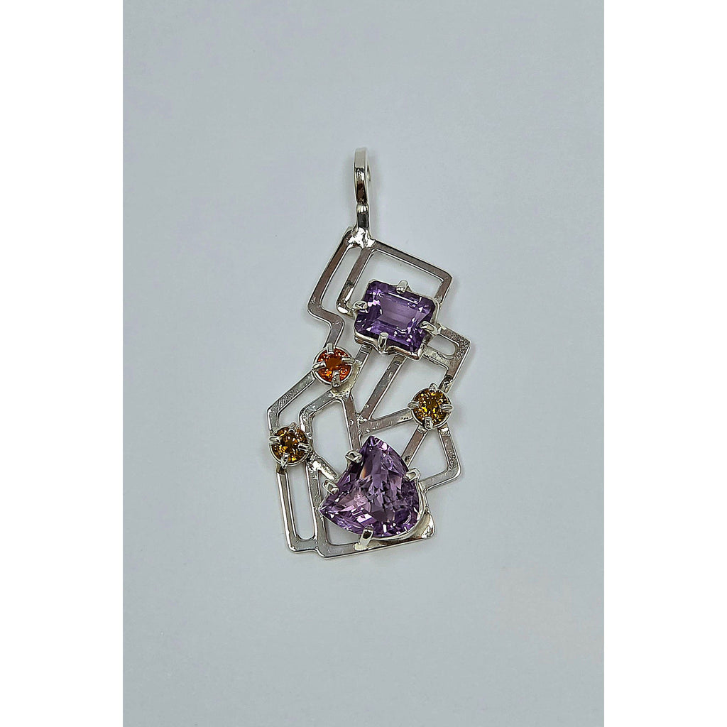High-Polish Interlocking Geometric Frame Pendant
