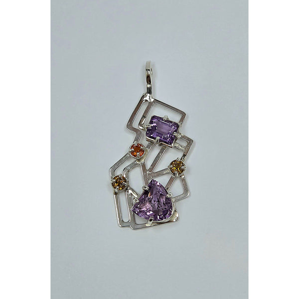 High-Polish Interlocking Geometric Frame Pendant