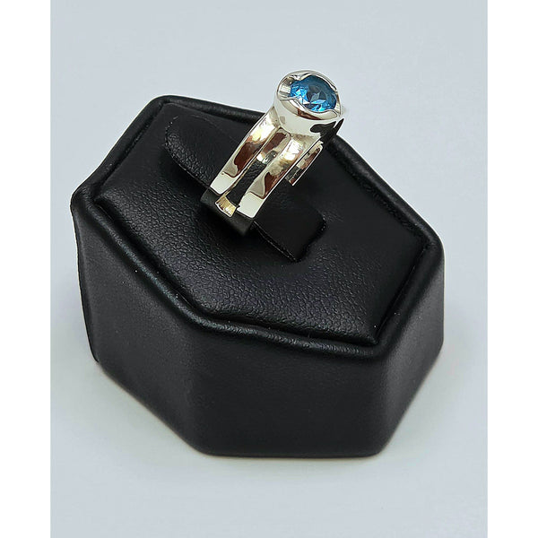High-Polish Linear Blue Topaz Statement Ring