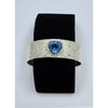 Hammered Silver Wide Band Cuff, Statement Blue Topaz Gemstone Bangle