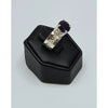 Chunky Textured Silver Solitaire Ring, Open Basket Round Amethyst Stone