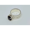 Chunky Textured Silver Solitaire Ring, Open Basket Round Amethyst Stone