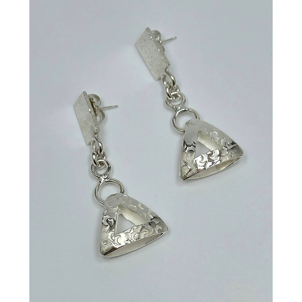 Abstract Geometric Silver Link Statement Earrings