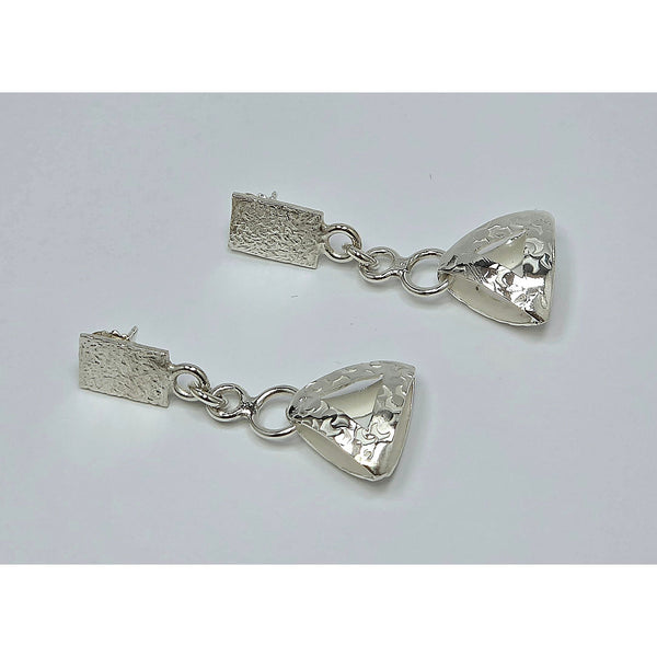 Abstract Geometric Silver Link Statement Earrings