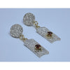 Spessartine Garnet Dangle Earrings with 18K Gold Accents – Textured Rectangular Drop Studs