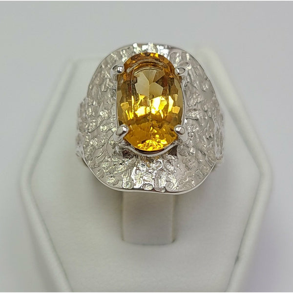 Citrine a top mildly textured Sterling Silver Ring