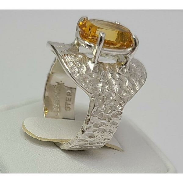 Citrine a top mildly textured Sterling Silver Ring