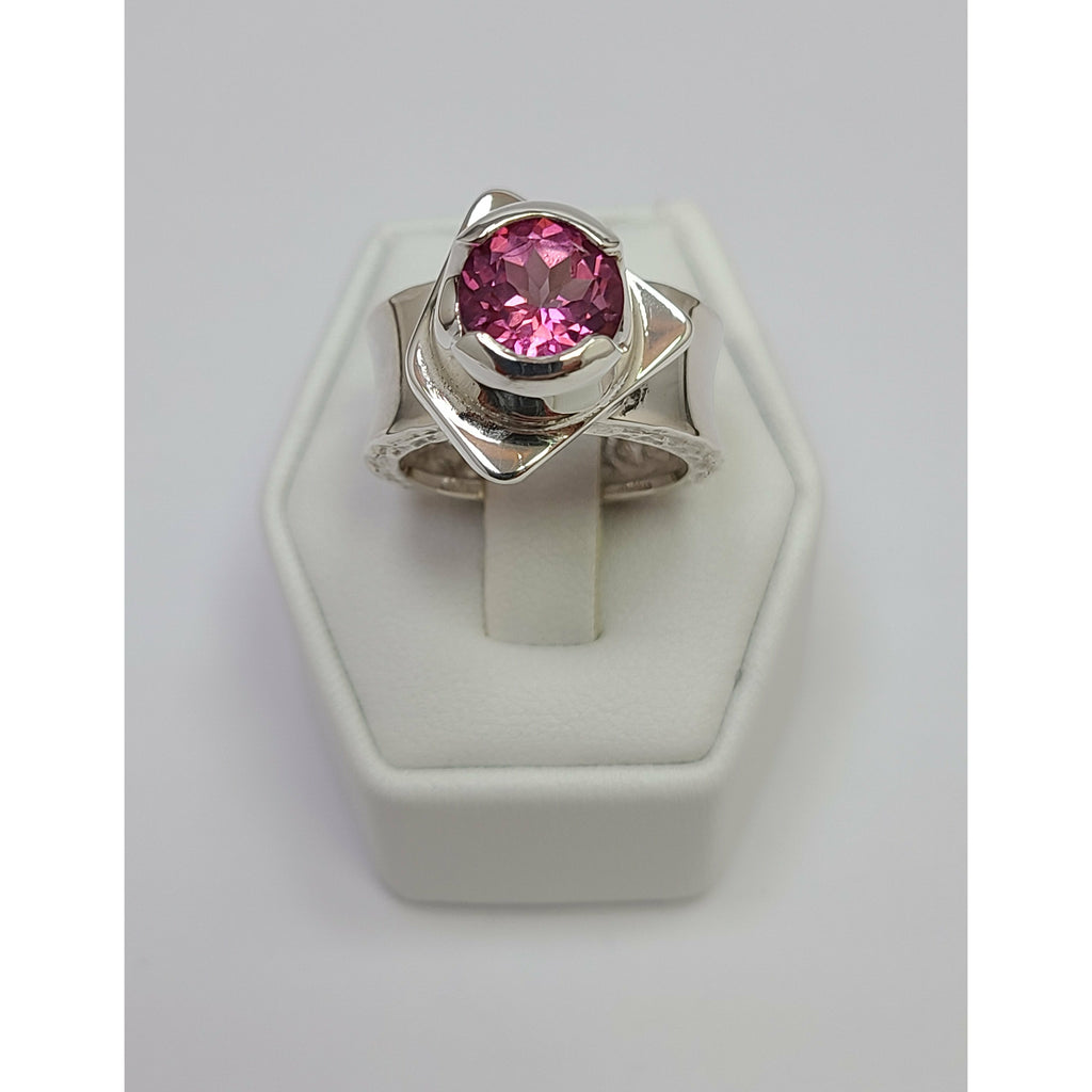 Pink Topaz with high polish band Ring