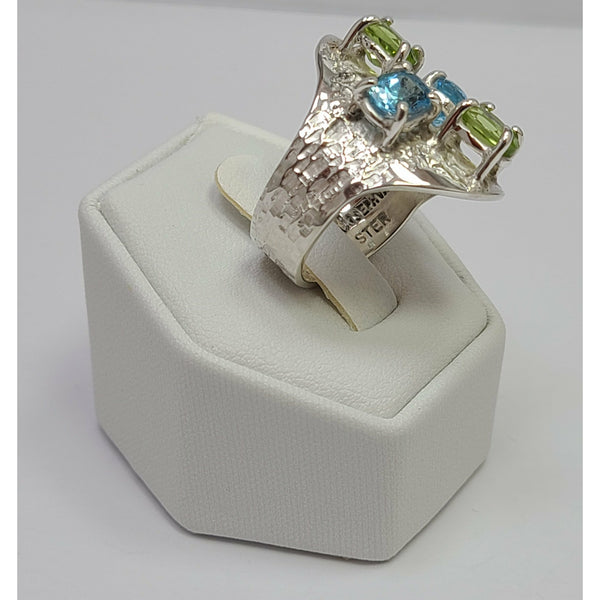 Dual Peridot and Blue Topaz Ring