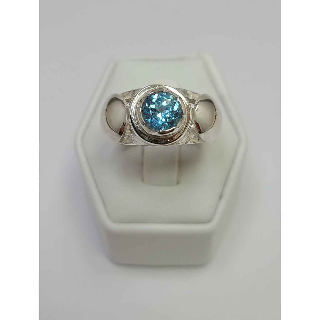 Blue Topaz high polish split band Ring