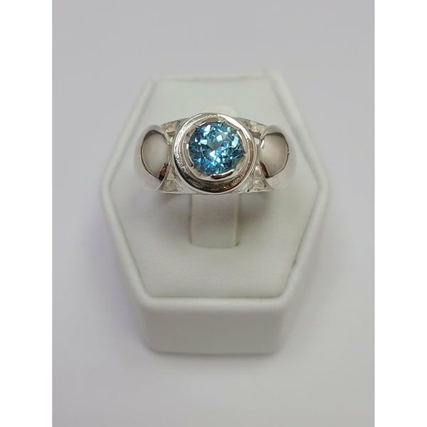 Blue Topaz high polish split band Ring
