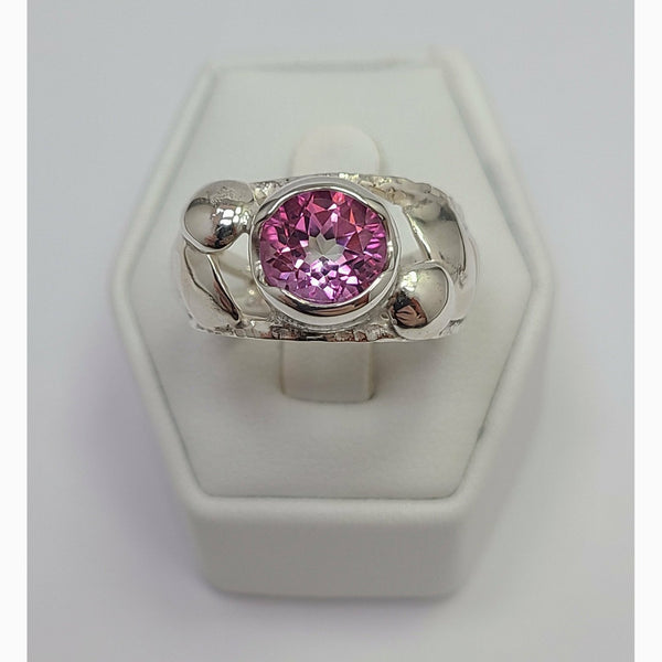 Pink Topaz wide to thin high polish Ring