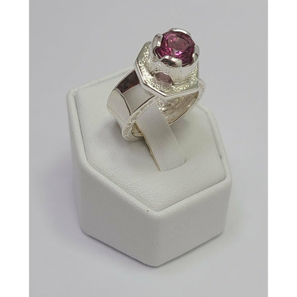 Pink Topaz a top high polish and texture Ring