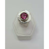 Pink Topaz sitting on textured circle Ring