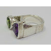 Triangular Amethyst and round Peridot Ring