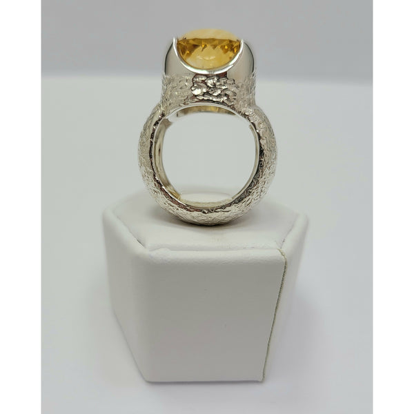 Citrine mildly textured band Ring
