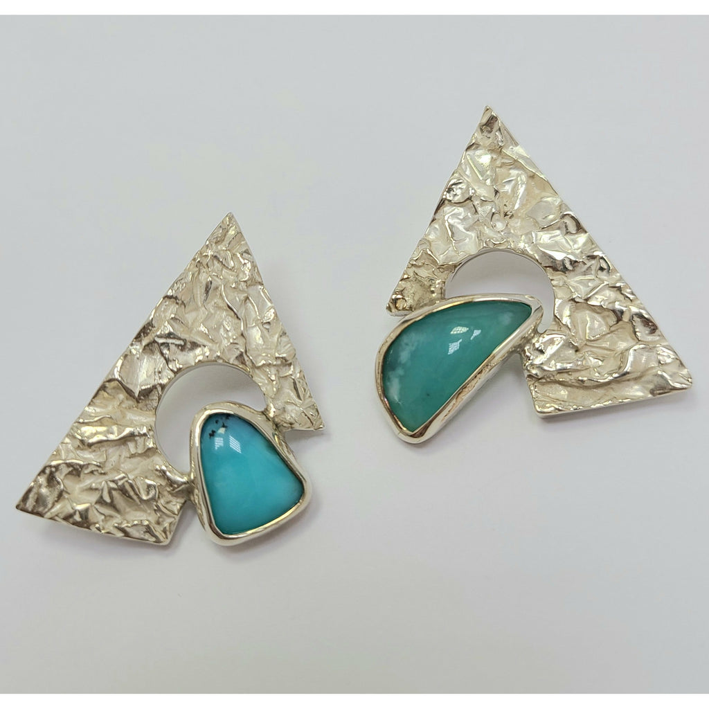 Blue Green Opal Matrix Earrings