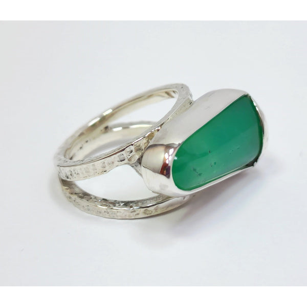 Chrysoprase Dual Banded Ring