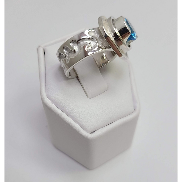 Blue Topaz wrapped in Sterling Silver Ring