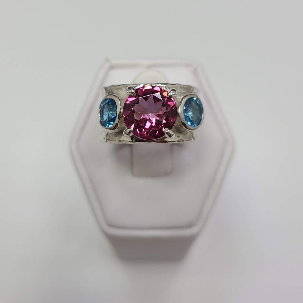 Pink and Blue Topaz Ring