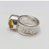 Round high polish mildly textured Citrine Ring