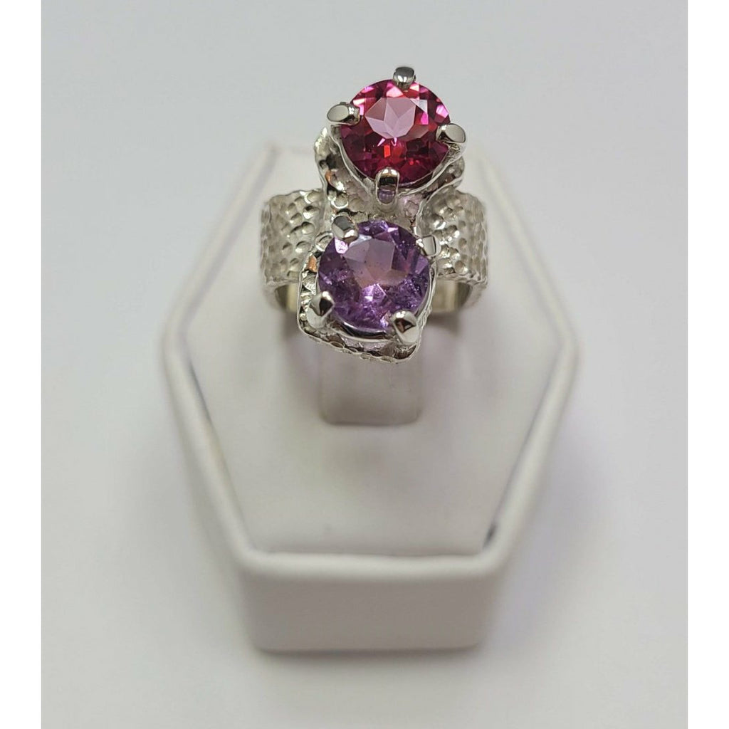 Amethyst and Pink Topaz Ring