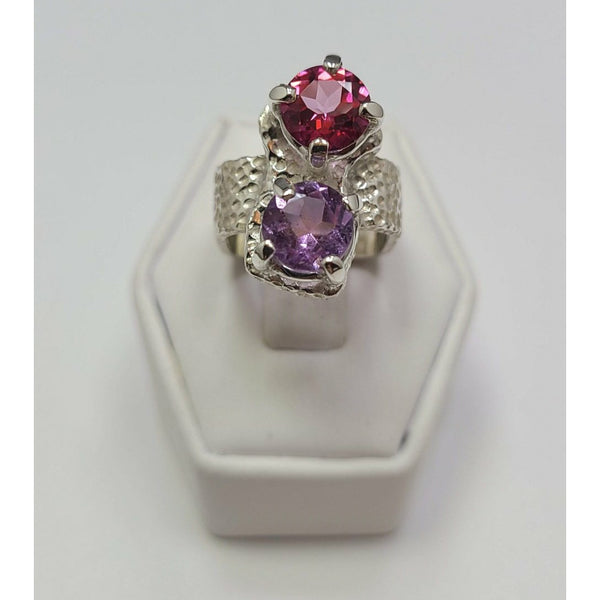 Amethyst and Pink Topaz Ring
